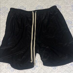 Rick Owens Black Shorts with Cream Drawstring